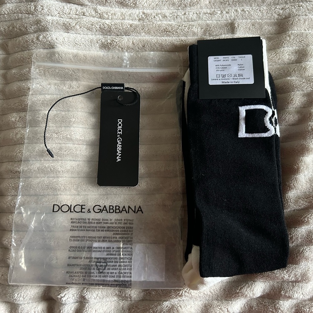 Dolce & Gabbana Black and Cream Socks